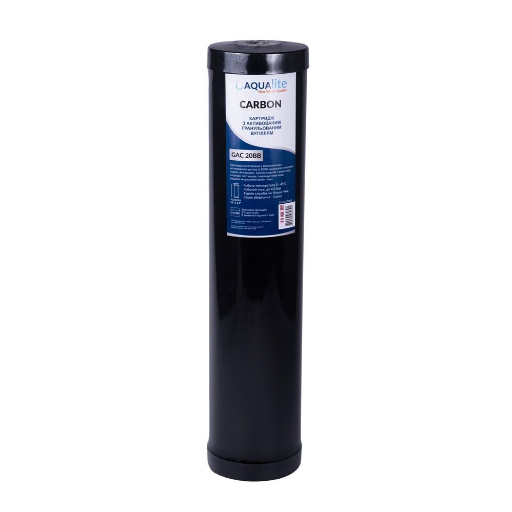 Картридж з кокосовим вугіллям Aqualite GAC20BB &Oslash;107x506мм 45&deg;C (очищення від хлору та органічних забруднень) AQGAC20BB фото
