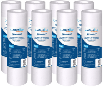 Картридж поліпропіленовий Aqualite PS20 &Oslash;60x252мм 20mcr 45&deg;C (очищення від механічних домішок) (упаковка 8шт) AQPS20_Pack8 фото