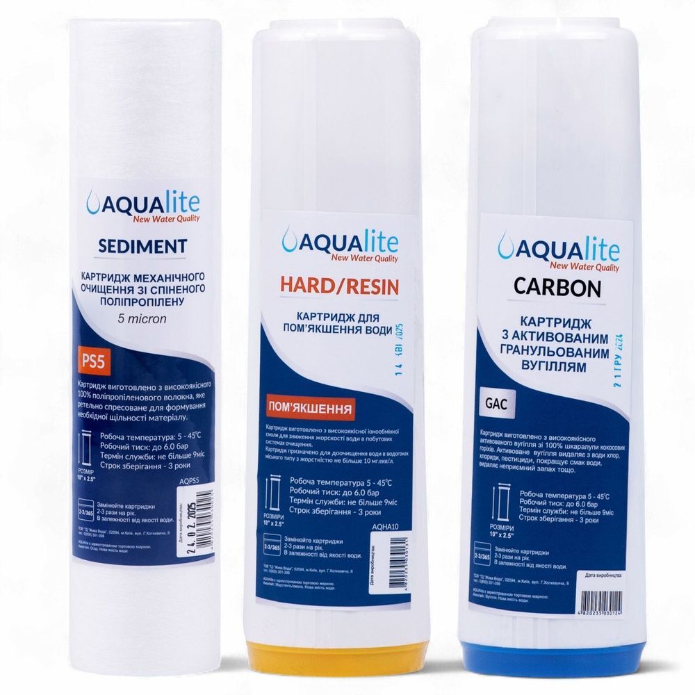 Set di cartucce Aqualite TRIO per filtri a flusso (rimozione di cloro, sostanze organiche e addolcimento dell&rsquo;acqua) AQCRT3-H foto