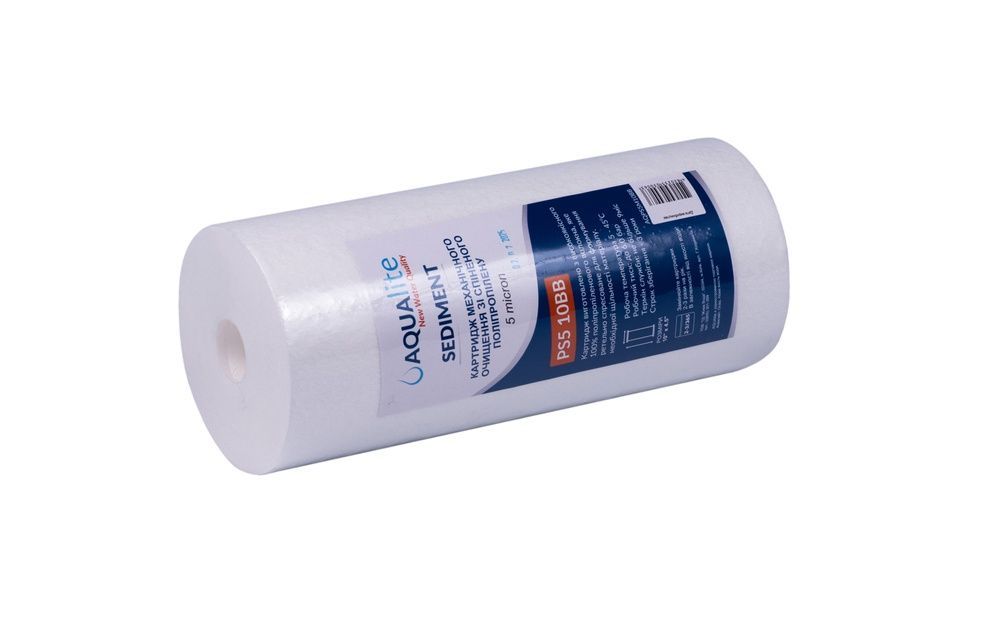 Cartuș din polipropilenă Aqualite PS5M10BB &Oslash;108x255 mm 5 microni 45 &deg;C (&icirc;ndepărtarea impurităților mecanice) AQPS5M10BB foto