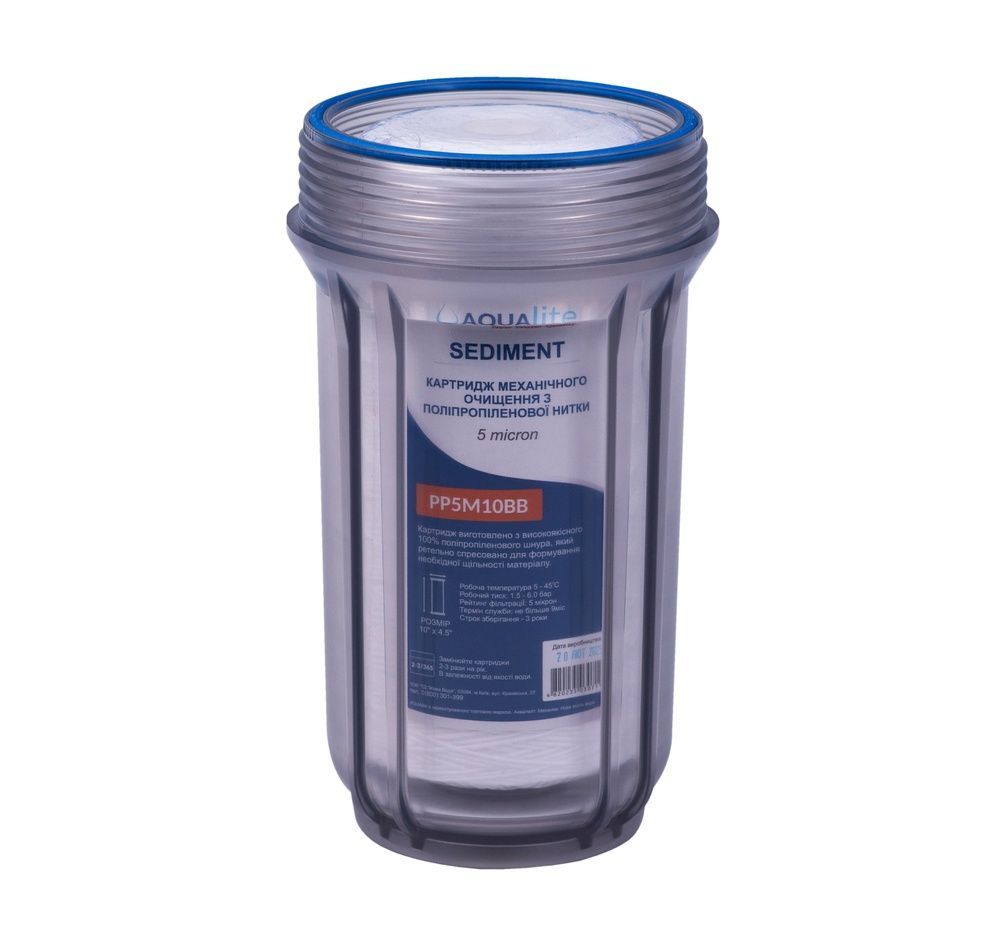 Wkład sznurkowy z polipropylenu Aqualite PP5M10BB &Oslash;108x255 mm 5 mikron&oacute;w 45 &deg;C (usuwanie zanieczyszczeń mechanicznych) AQPP5M10BB zdjęcie