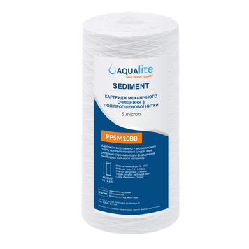 Cartuș din fir de polipropilenă Aqualite PP5M10BB &Oslash;108x255 mm 5 microni 45 &deg;C (&icirc;ndepărtarea impurităților mecanice) AQPP5M10BB foto