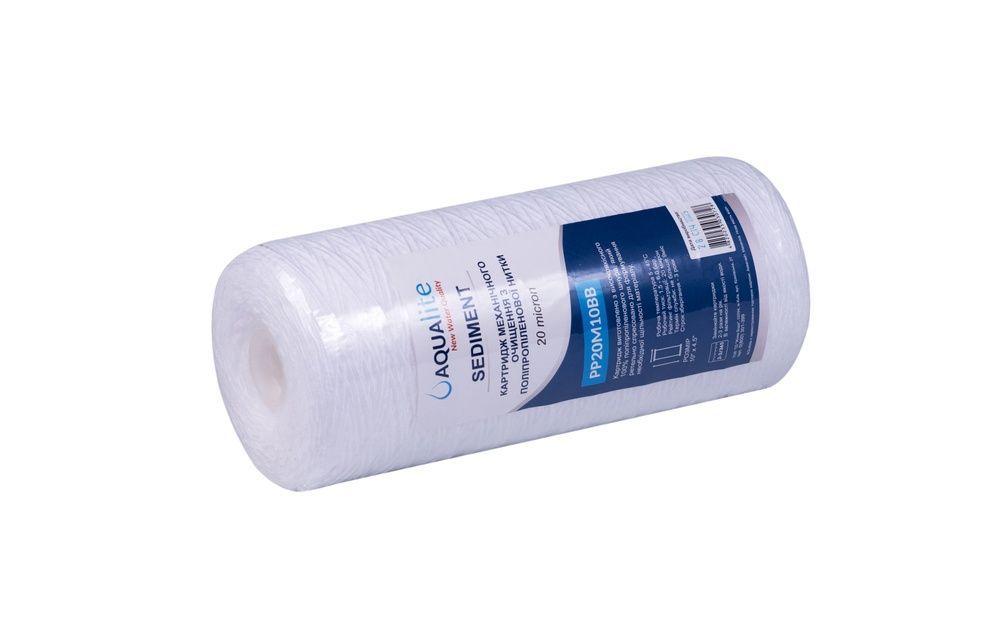 Cartuș din fir de polipropilenă Aqualite PP20M10BB &Oslash;108&times;255 mm 20 &micro;m 45&deg;C (filtrarea impurităților mecanice) AQPP20M10BB foto