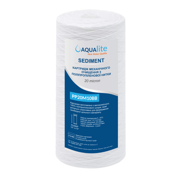 Cartuș din fir de polipropilenă Aqualite PP20M10BB &Oslash;108&times;255 mm 20 &micro;m 45&deg;C (filtrarea impurităților mecanice) AQPP20M10BB foto